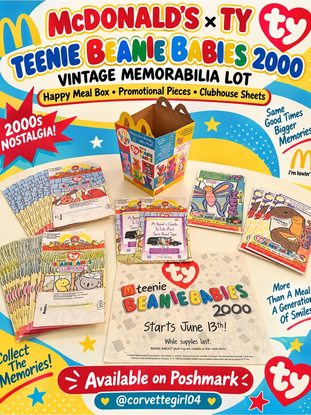 McDonald's Teenie Beanie Babies 2000 Bright Multi-Color Promotional Set